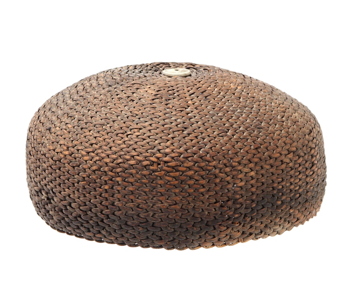 Filipino Sleeping Hat, Kut-Lao: Bontoc in Northern Luzon, Philippines. Wonderful wickerwork hat that is tightly woven for close fitness. While serving as headwear, its primary function was for comfort and warmth during sleep.