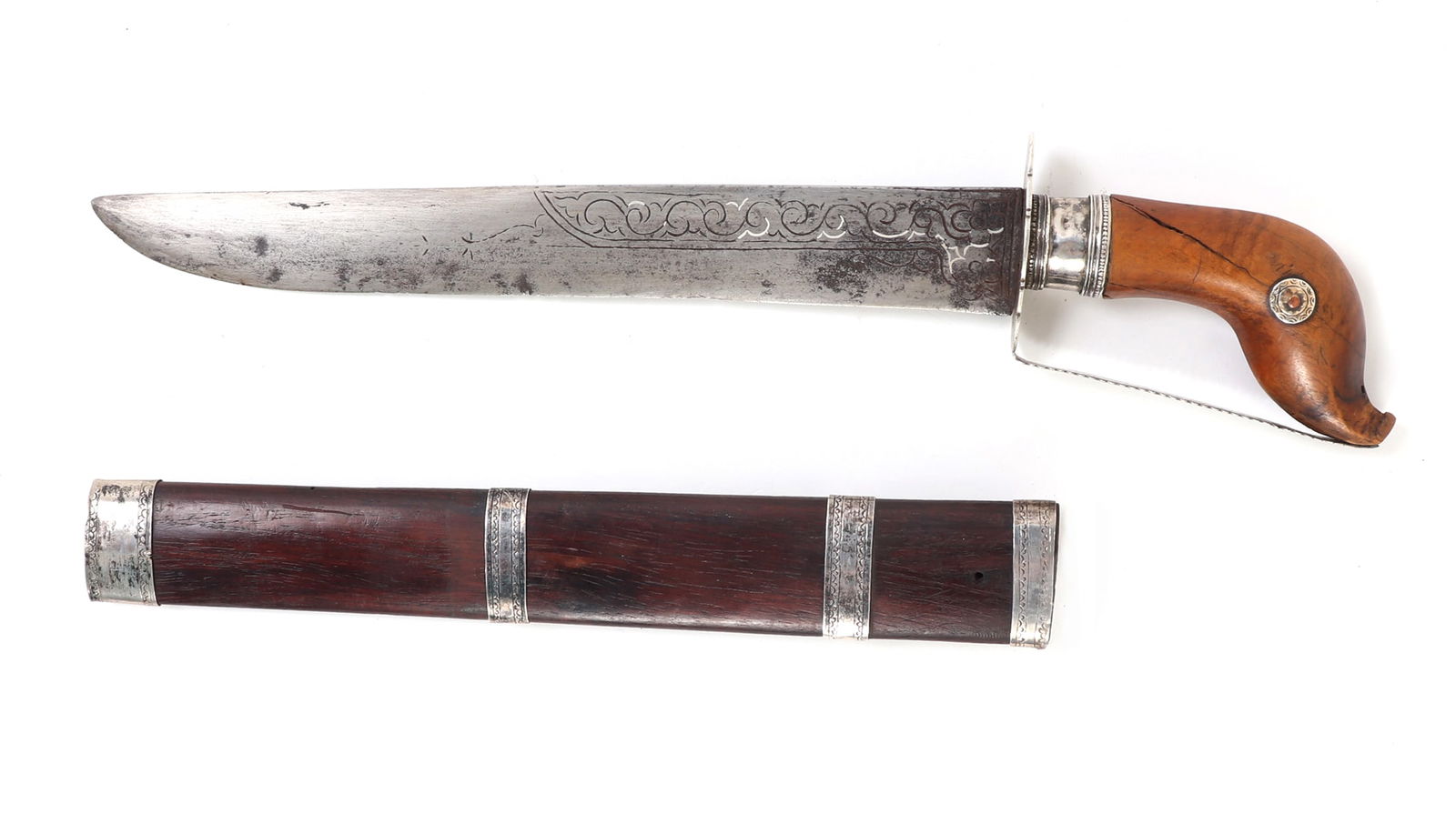 Nice Silver Mounted Moro Dagger & Sheath (1 of 8)
