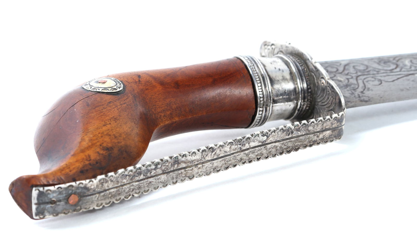 Nice Silver Mounted Moro Dagger & Sheath - 7