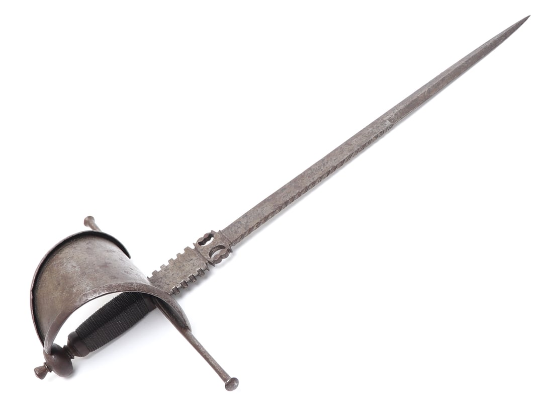 Spanish Main Gauche Parrying Dagger, 17th c.: Iberian Peninsula, Spain, probably Toledo during the late 17th century. Left handed Spanish military dagger. Blade with a finely pierced ricasso of two opposing half moons and flat ricasso. Sides of t