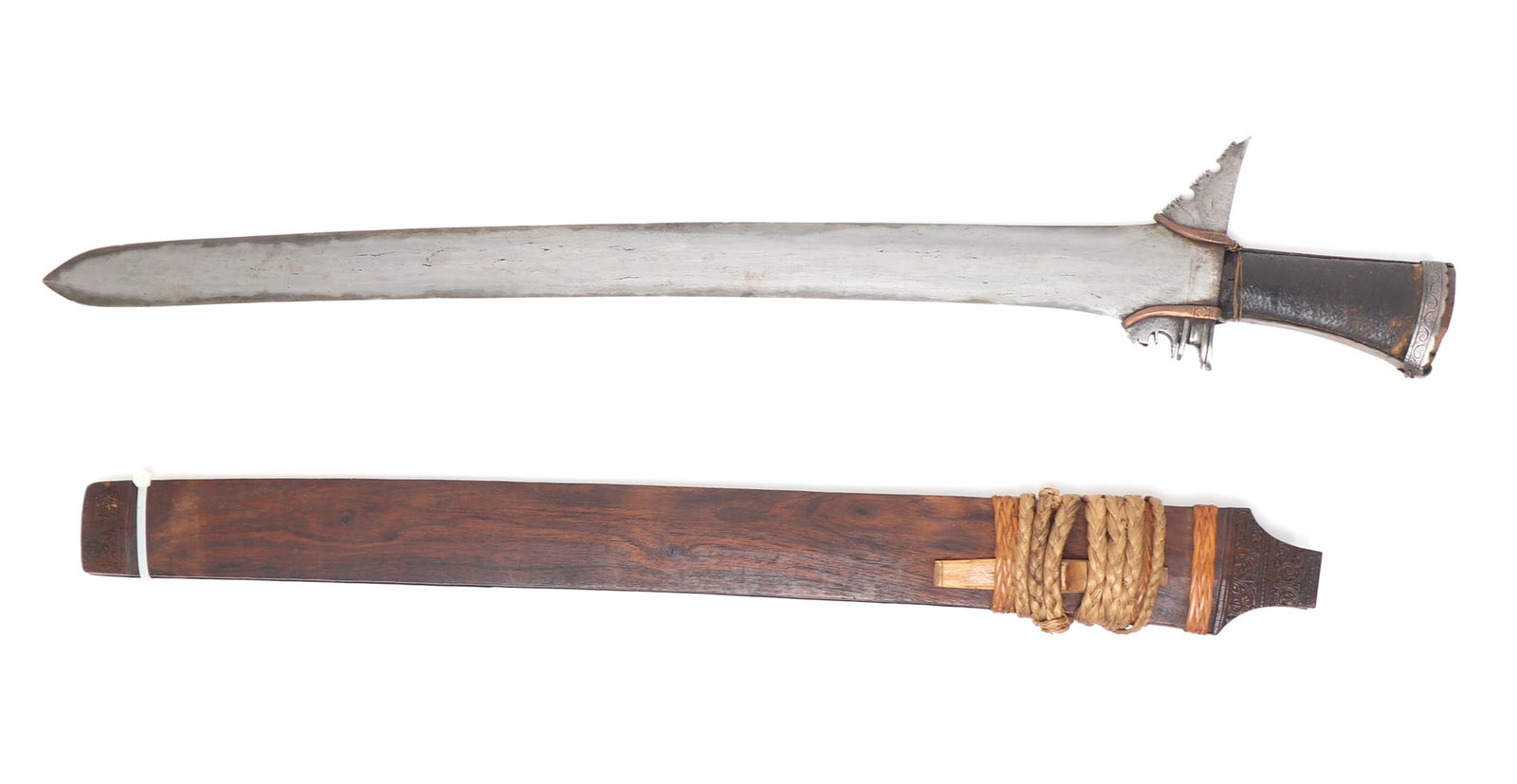 Huge Maranao Kris Sword, Ex-David Schmidt: Southeast Asia, Philippines Archipelagos, Mindanao, Region of Lanao Lake, Maranao peoples massive kris sword with a long straight double-edged laminated steel blade with pierced guard section that is