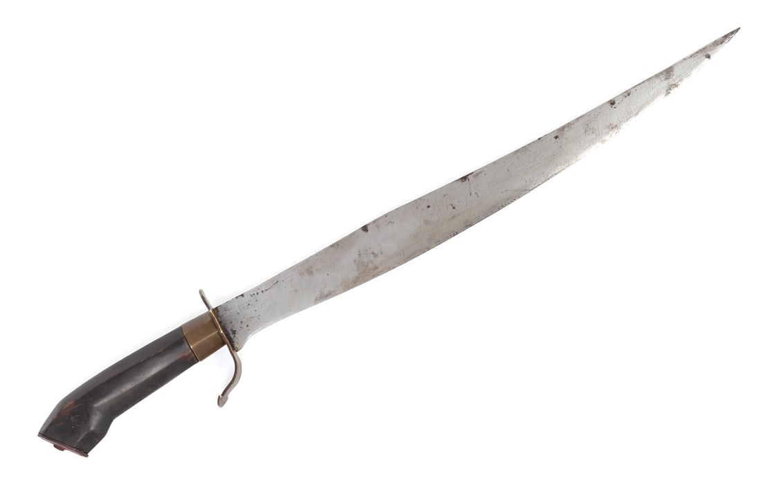Philippines Luzon Sword, 19th c.: Philippines Archipelago, Luzon, probably First Republic period or 19th century Spanish American War (1898). The blade a long slender double edge with a curved lower side that terminates to a sharp poi