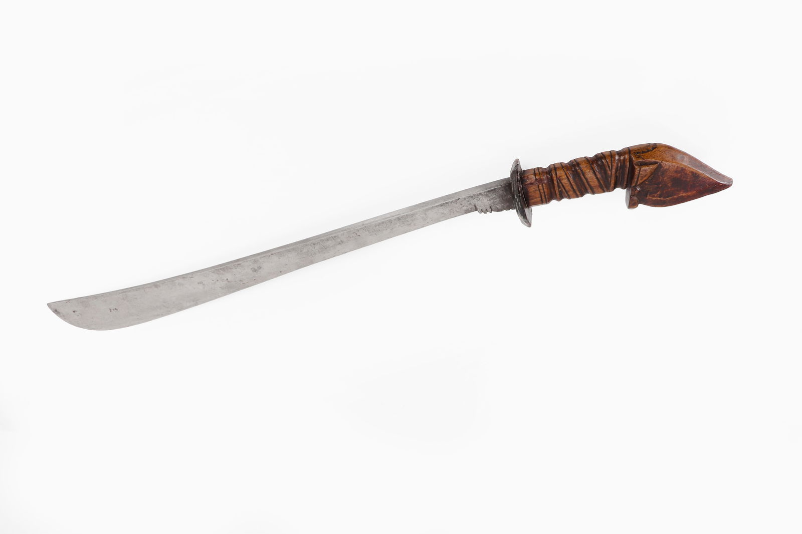 Gorgeous Minasbad Sword, Thick Spine: Philippines, Visayan peoples, Fantastic Minasbad sword with very thick hefty spine and single edge blade. Carabao horn Guard. 27" Minasbad, huge 1/2" Thick BladeEx-Southern California Collection