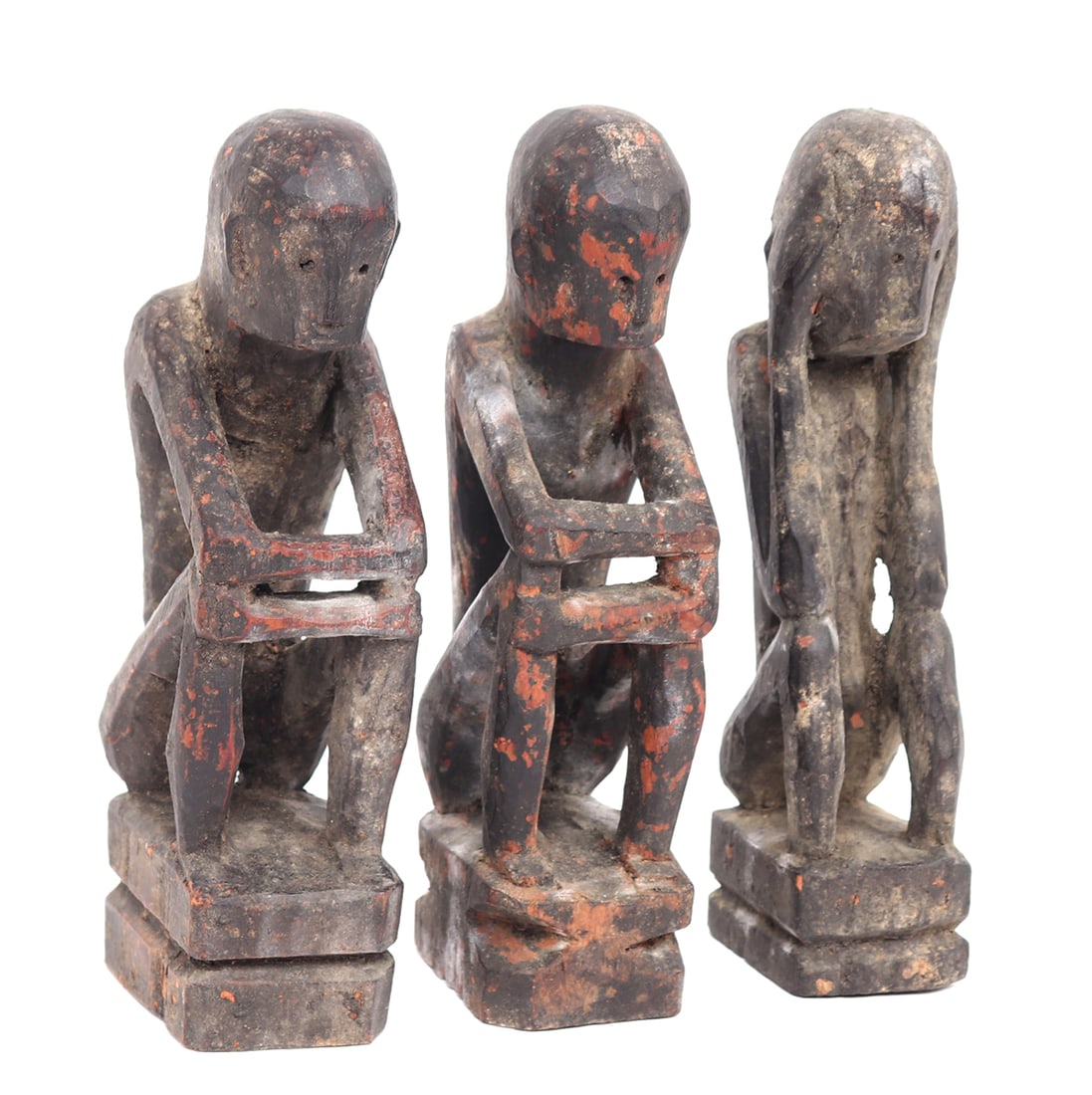 Three Philippine Hardwood Statues w/ Blood Patina, From The Ifugao village (1 of 10)