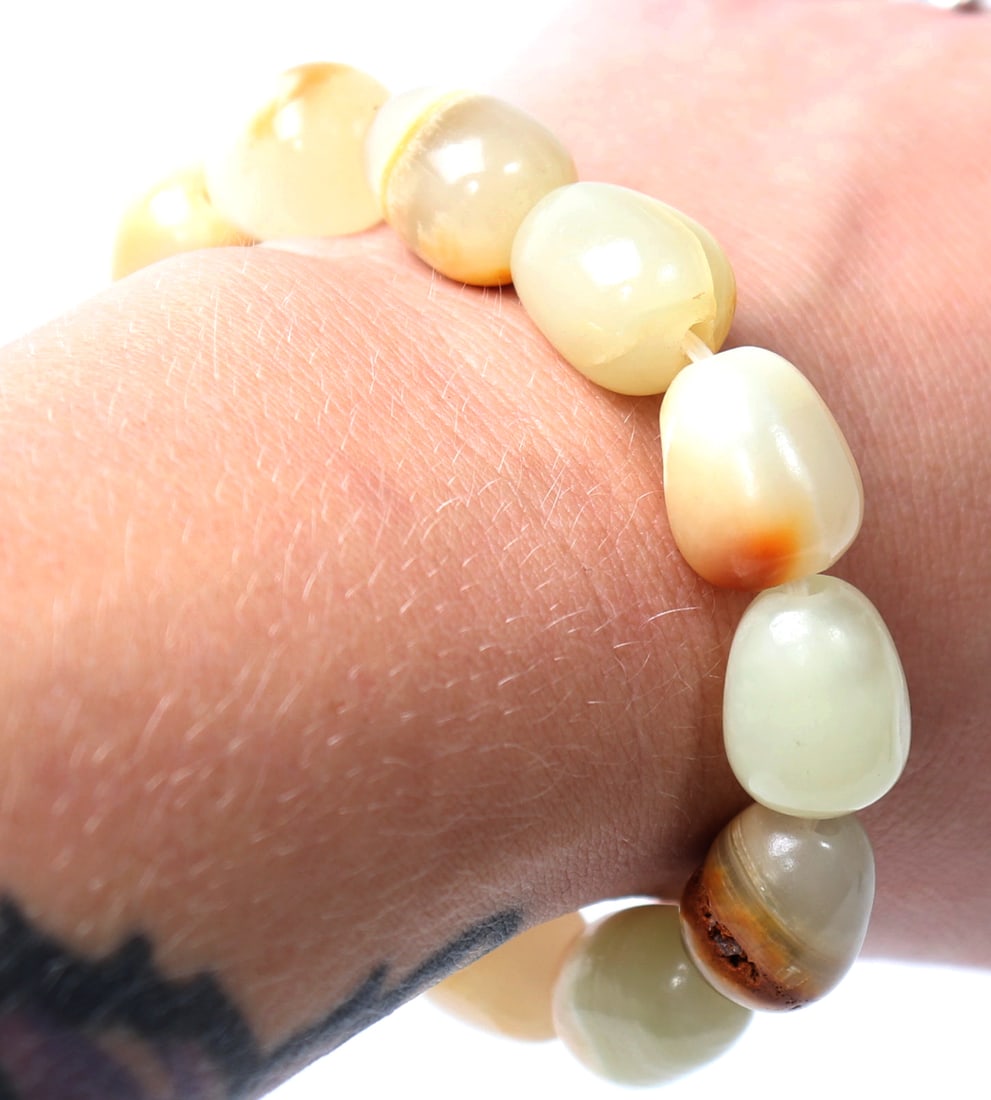 Agate Stone Polished Bead Bracelet - 4