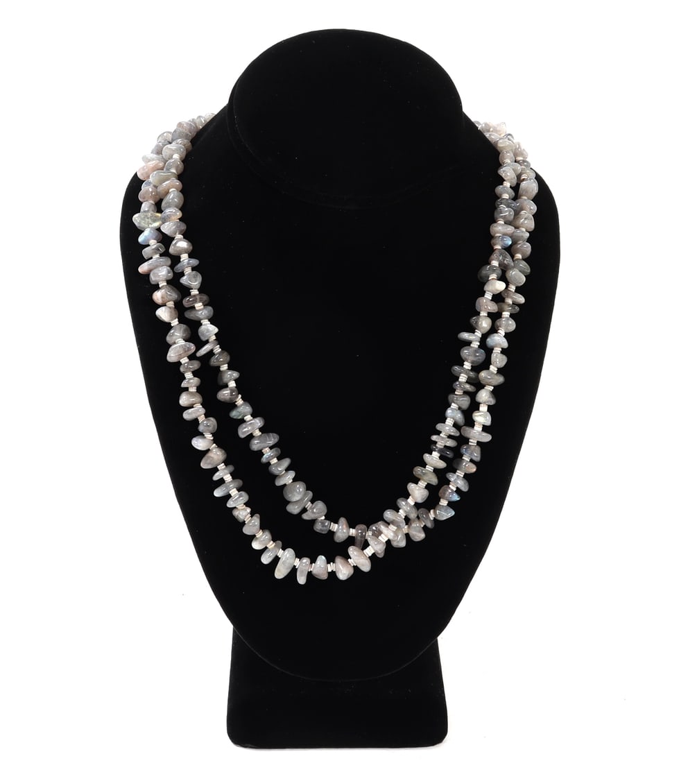 Laborite & Agate Chip Bead Necklace (1 of 6)