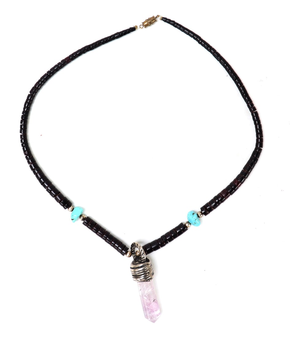 Shell, Turquoise & Crystal Quartz Necklace - 6