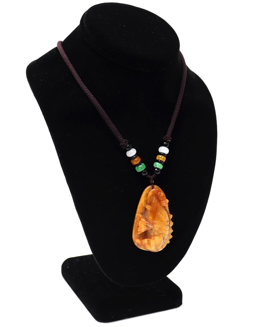 Chinese Jade Koi Fish Pendant - 2