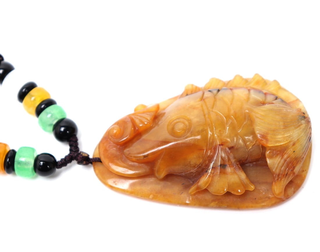 Chinese Jade Koi Fish Pendant - 3