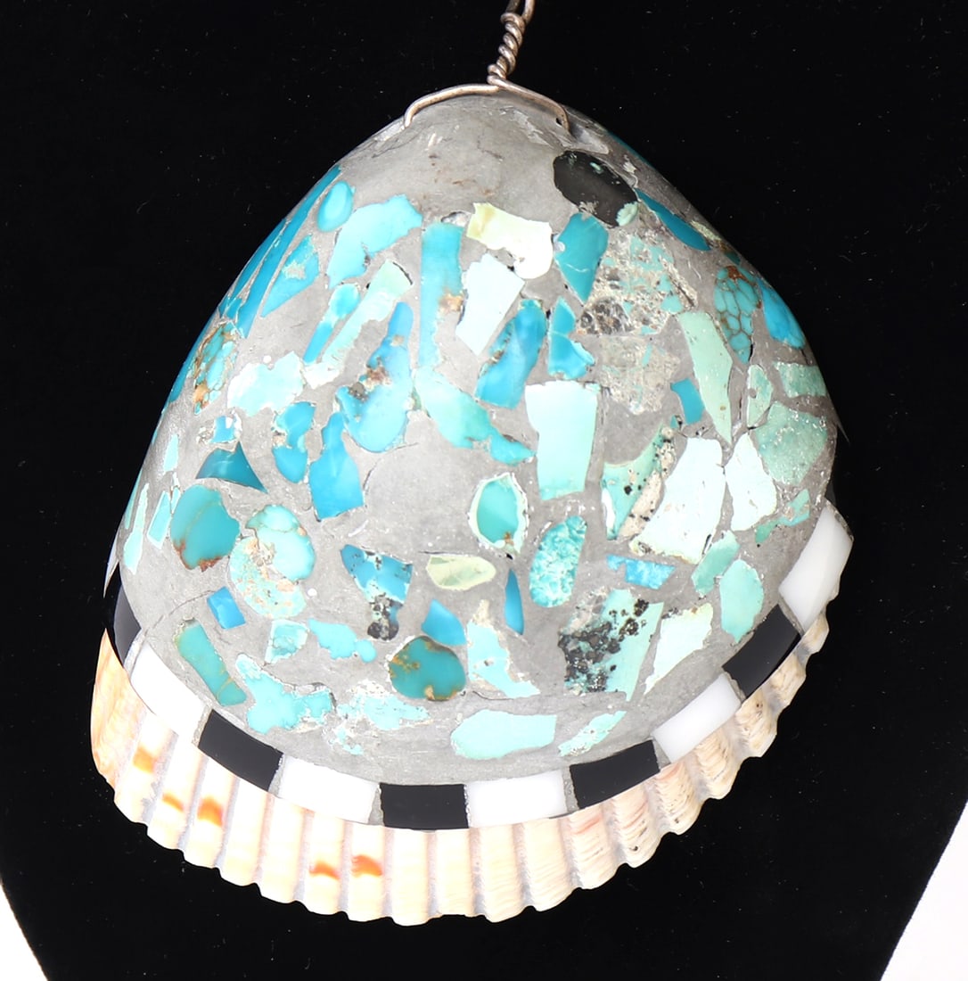 Turquoise Applied to Seashell Necklace - 2