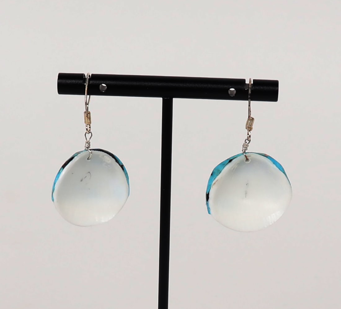 Turquoise Overlaid Seashell Earrings - 2