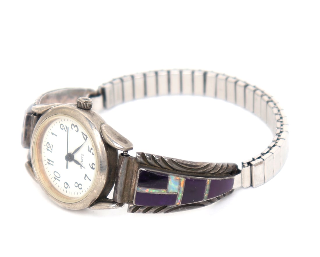Native American Sterling Silver Watch, Initialed RD - 2