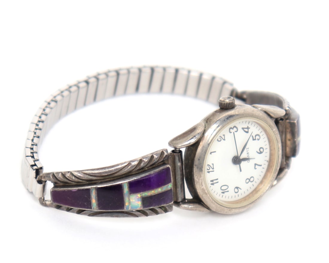 Native American Sterling Silver Watch, Initialed RD - 3