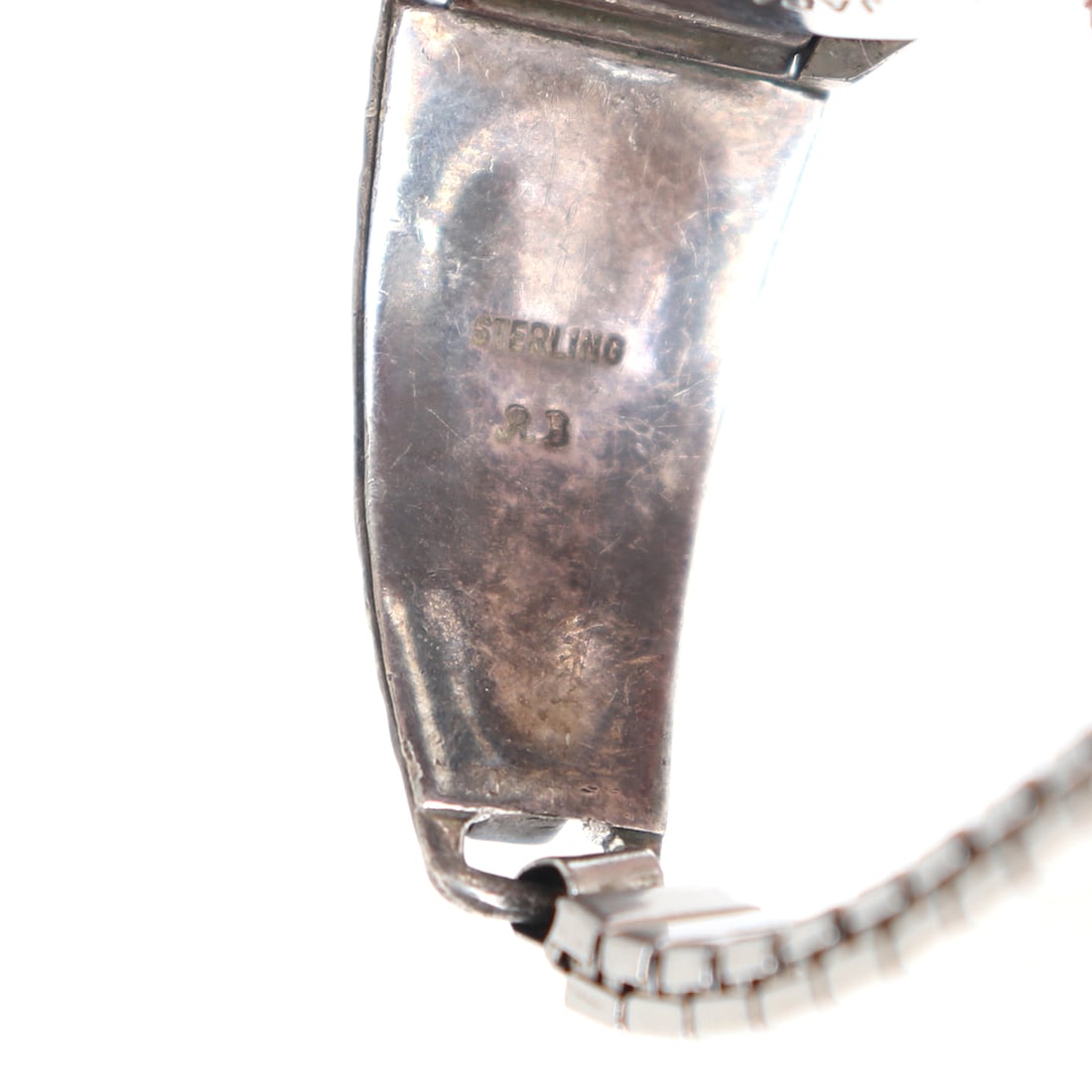 Native American Sterling Silver Watch, Initialed RD - 6
