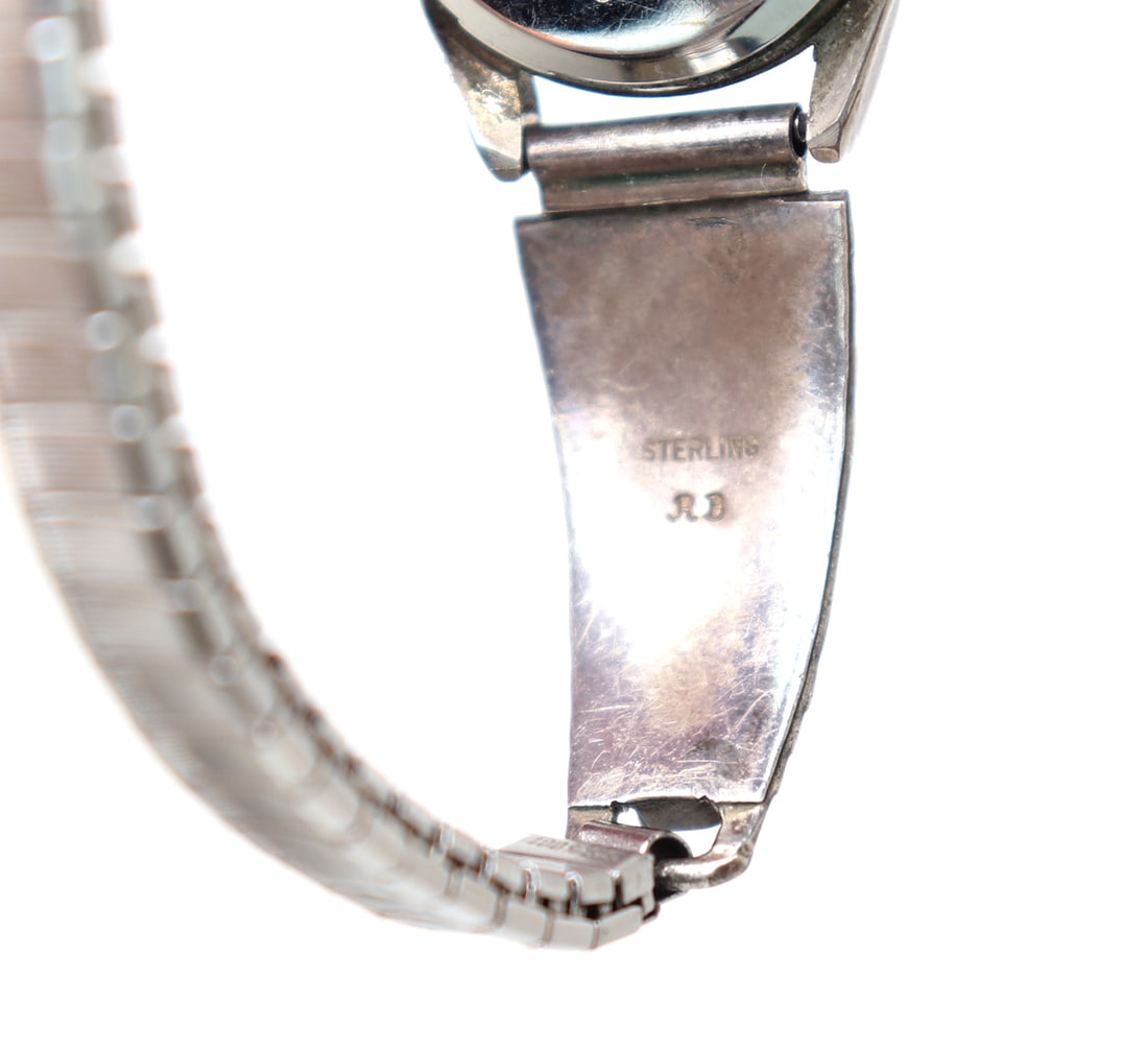 Native American Sterling Silver Watch, Initialed RD - 7