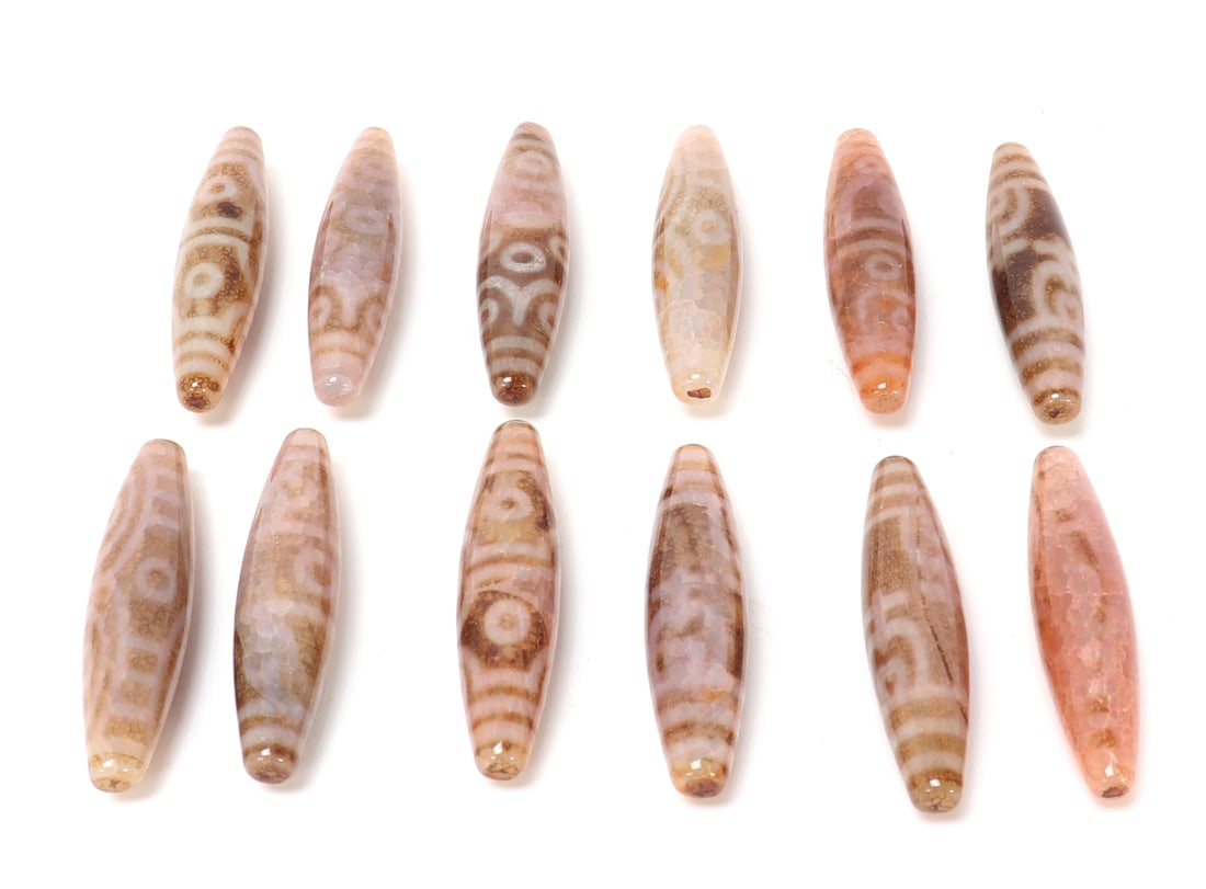 12 Gorgeous Tibetan Dzi Beads - 2