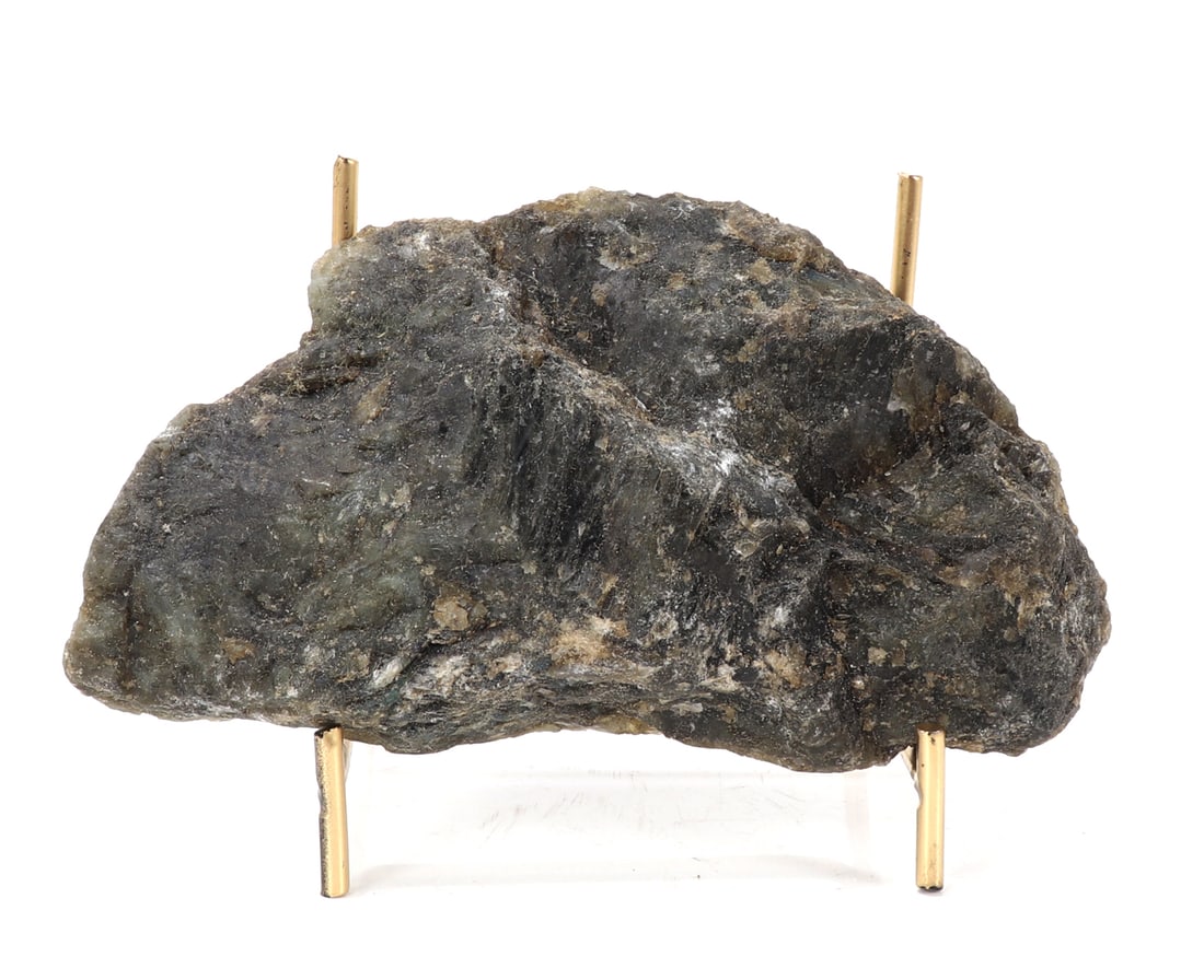 Wonderful Raw Unpolished Labradite Slab: Incredible large section of labradite with a wonderful exposed section showing off the wonderful iridescent optical effect called labradorescence. Size 6" L x 3" W x 1" H, weight 377g
