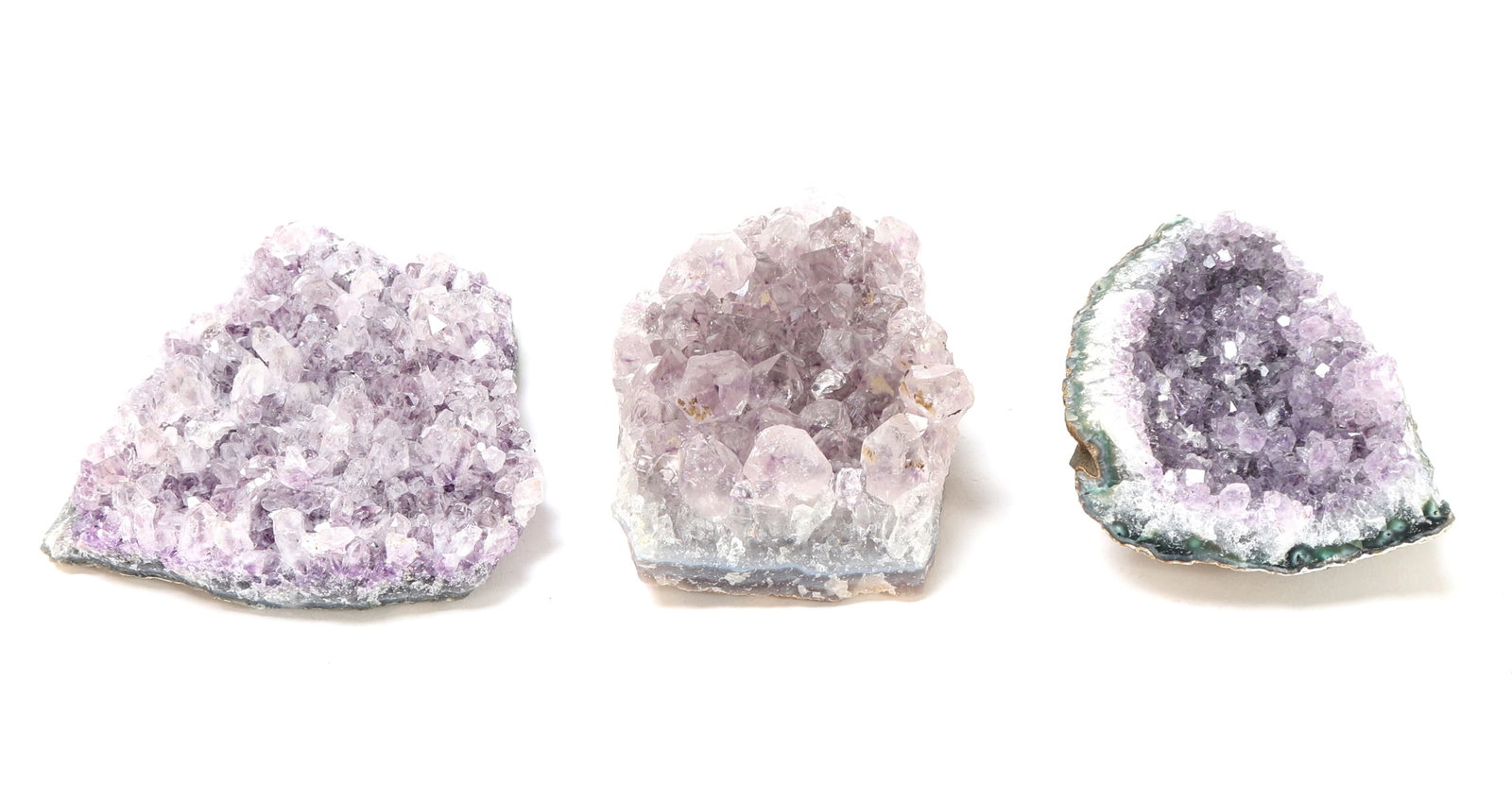 Three Lovely Amethyst Geode Sections - 2