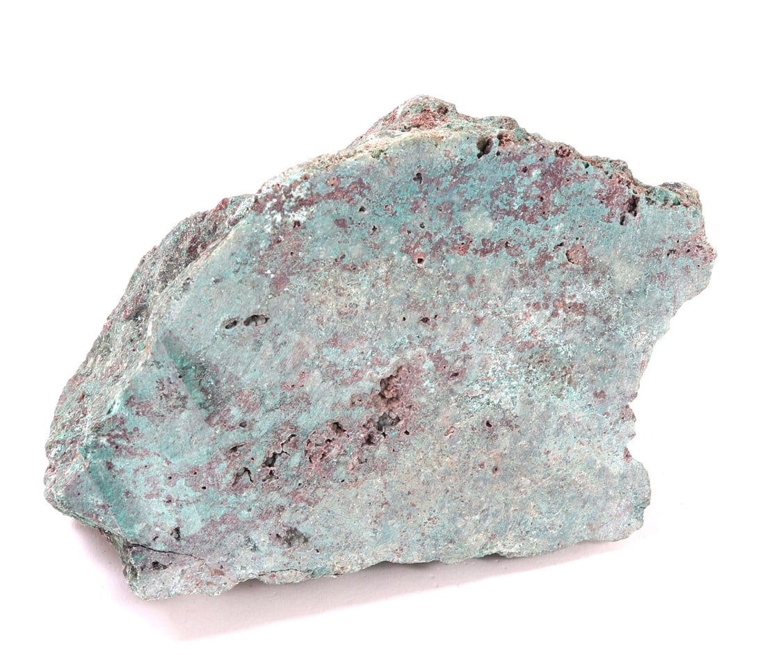 Large Raw Chrysocolla Mineral Specimen: Gorgeous raw chrysocolla mineral specimen, light turquoise green coloring throughout with natural earthen tones and veining throughout. Size 6 1/8" L, weight 3.06 lb.