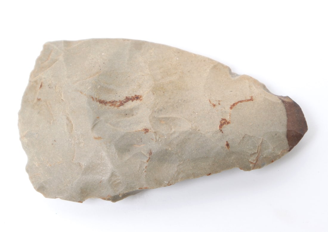 Native American Adena Point: Found on private property in central Texas, a nice example of a Native American Adena stone point. Size 3 1/4" L