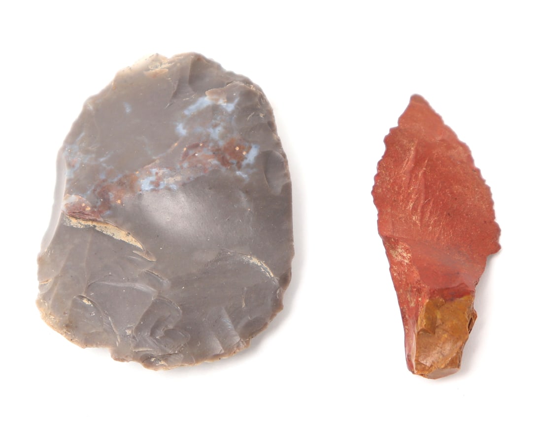 Grey Scraper & Red Jasper Arrowhead - 2