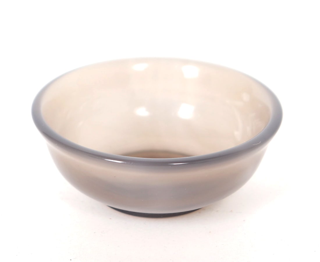 Lovely Natural Agate Miniature Dish: Beautiful light lavender purple polished agate shaped into an adorable miniature bowl, used for rings or coins or just to be admired. Size 2 1/8" W