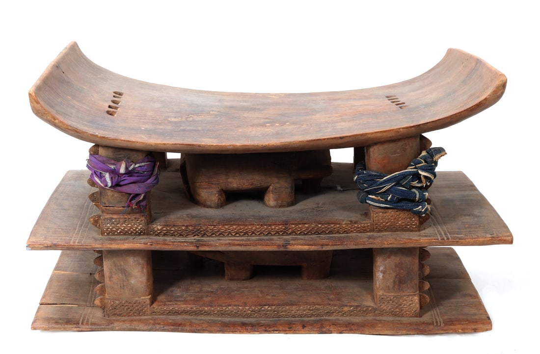 Ghanaian Asante / Akan Double-Tiered Wood Stool (1 of 9)