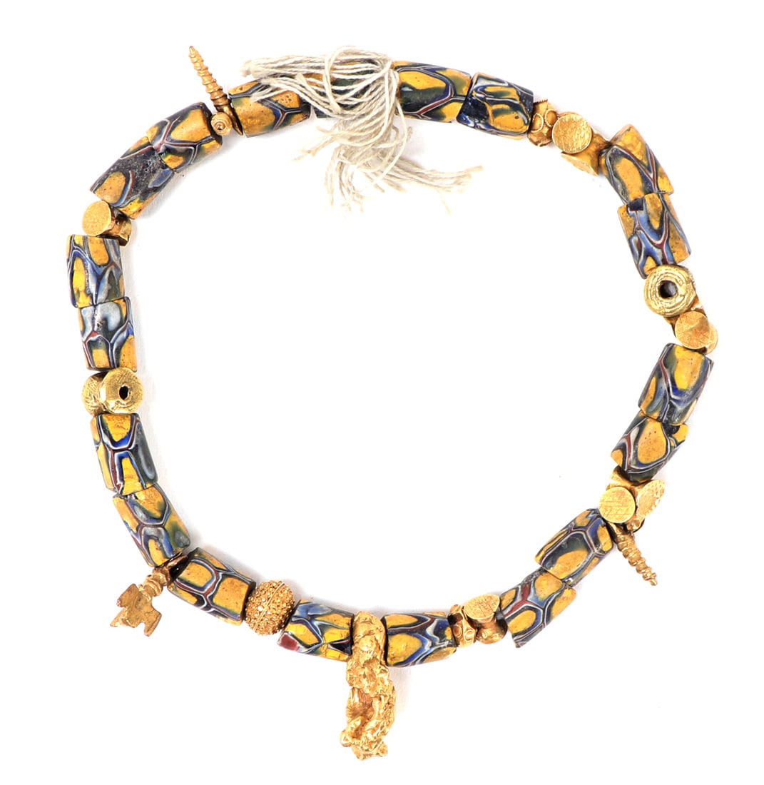 Millefiori Trade Bead Necklace & Akan Gold Pendants (1 of 6)