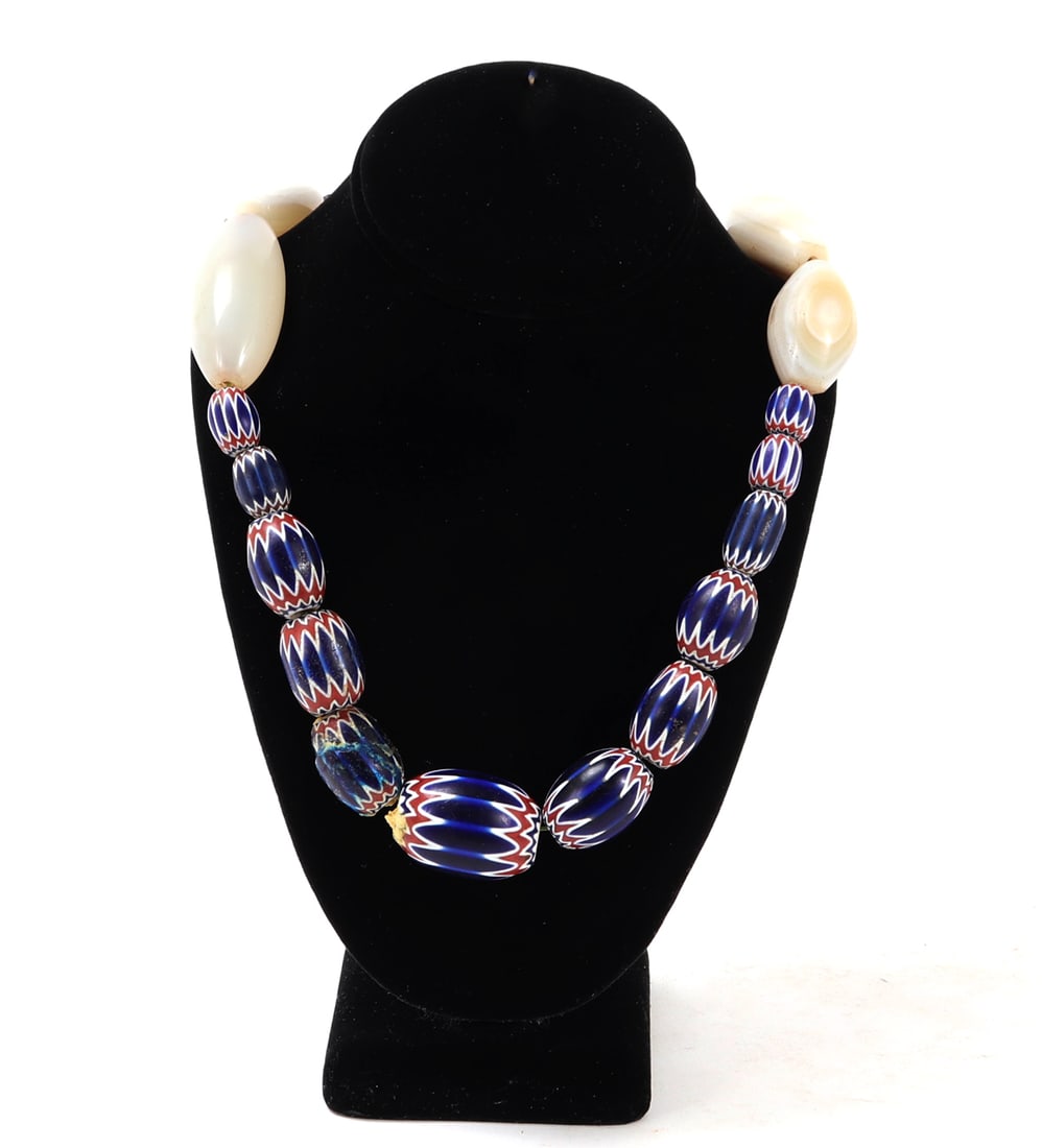 Massive Chevron Trade Bead Necklace, Cameroon (1 of 6)
