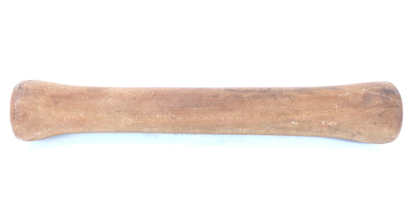African Sandstone Pestle, Mali: Primitive ancient African smooth and very fine grained sandstone pestle with bulbous flat ends. Probably Tellem peoples grain pounder from the Dogon region of Mali. Size 14 3/8" L, Weight 3 lb. 11.6