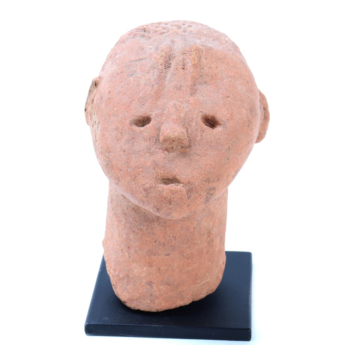 Bura Terracotta Head, 12th - 16th C.: Bura Terracotta Head from the 12th to 16th century, originating from the Niger River Valley in Burkina Faso and Niger. Size 5" H, 5 1/4" H on stand, Weight 1066 g Ex-Tennessee Estate. Family
