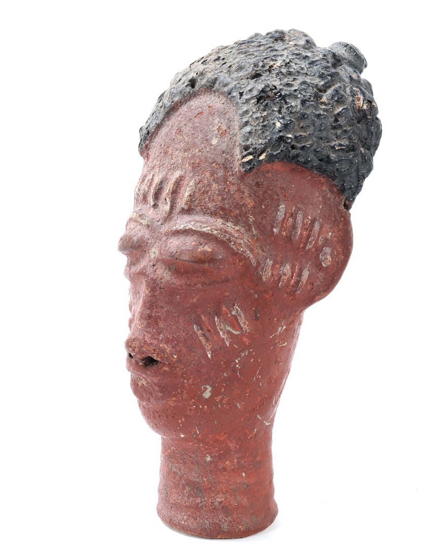 African Painted Terracotta Head - 2