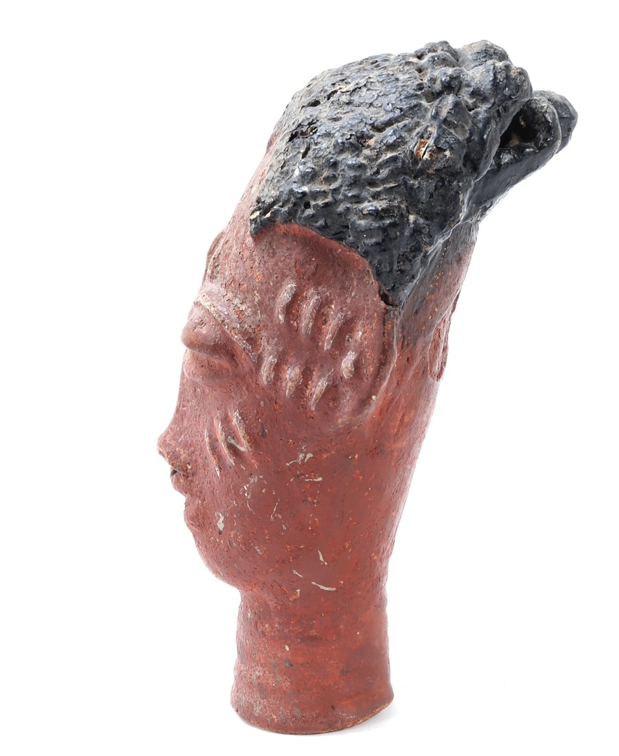 African Painted Terracotta Head - 3