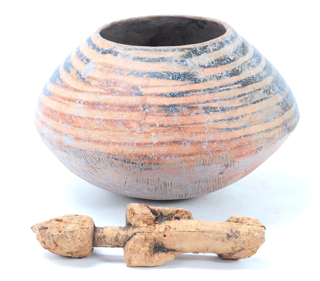 Beautiful African Terracotta Bowl & Wood Figure (1 of 9)