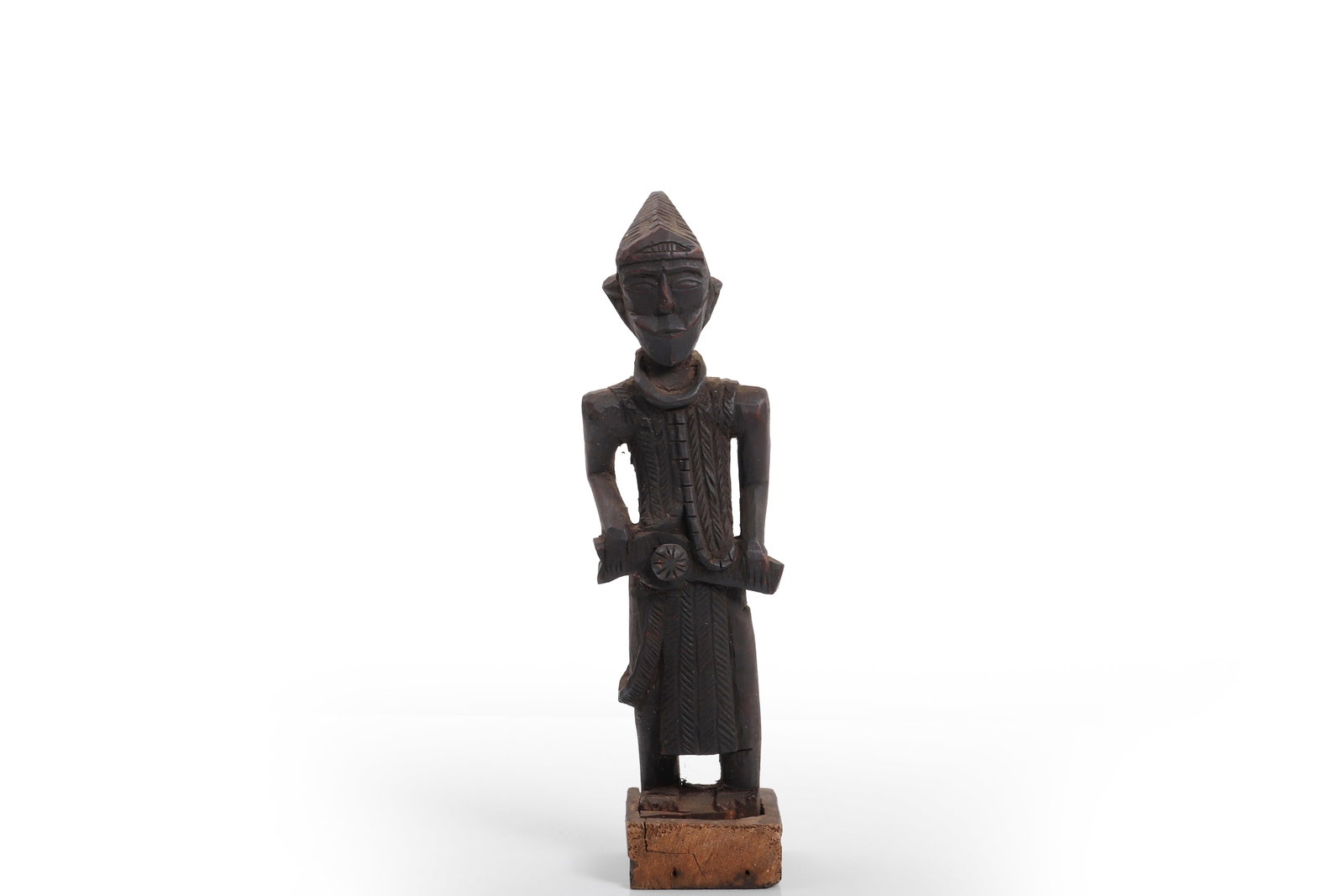 African Carved Wood Standing Figure with Staff (1 of 4)
