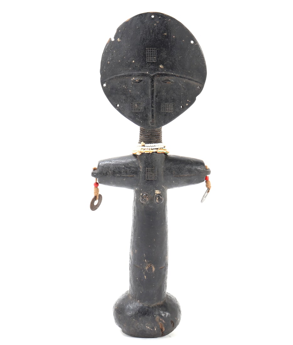 Akan / Ashanti Akuaba Fertility Doll, Ghana: Akan / Ashanti Akuaba Fertility Doll, GhanaWest Africa, Ghana, Akan / Ashanti peoples, 20th century A finely carved wooden Akuaba fertility doll of classic Akan / Ashanti form, the figure depicted wit