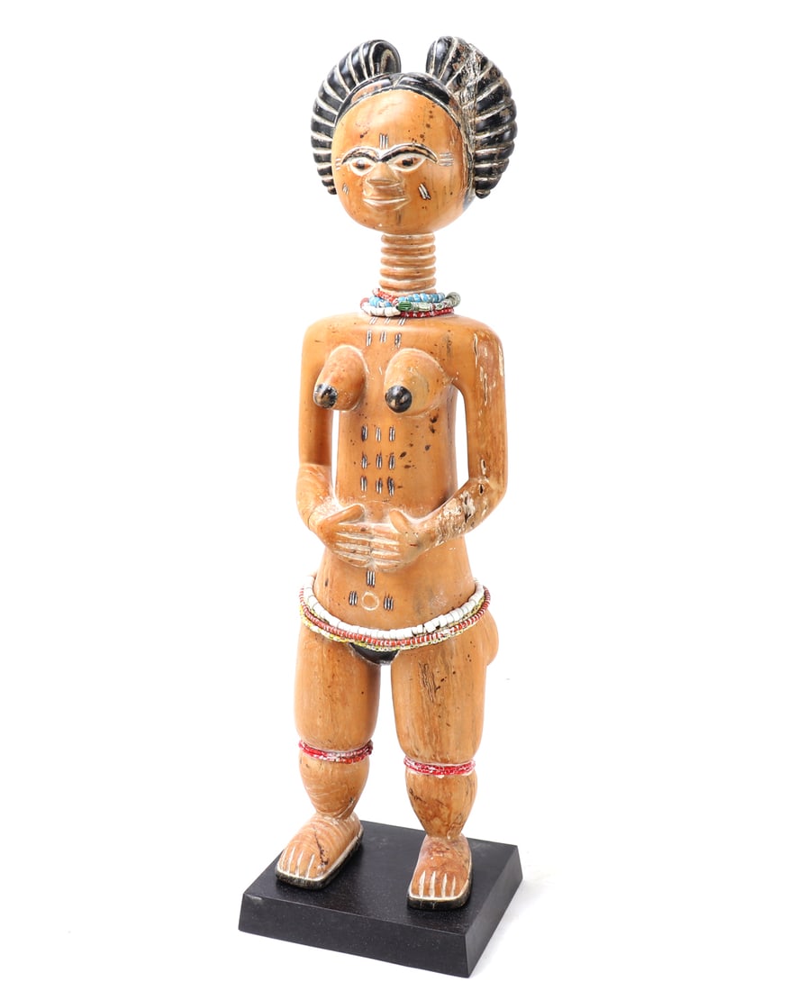 Tall Female Fante Carved Wood Statue (1 of 7)
