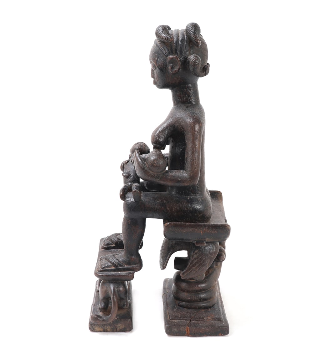 Yoruba Maternity Figure on Throne - 3
