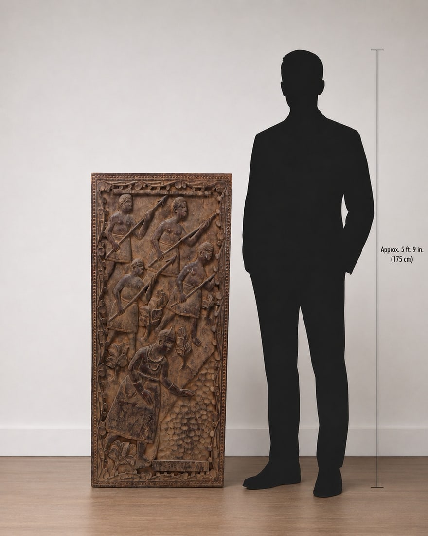 Wood Carved Figural Door Panel, 20th C. (1 of 8)