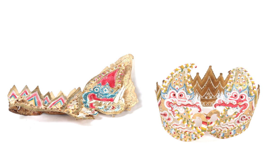 Pair of Polychrome Javanese Dance Crowns (1 of 9)