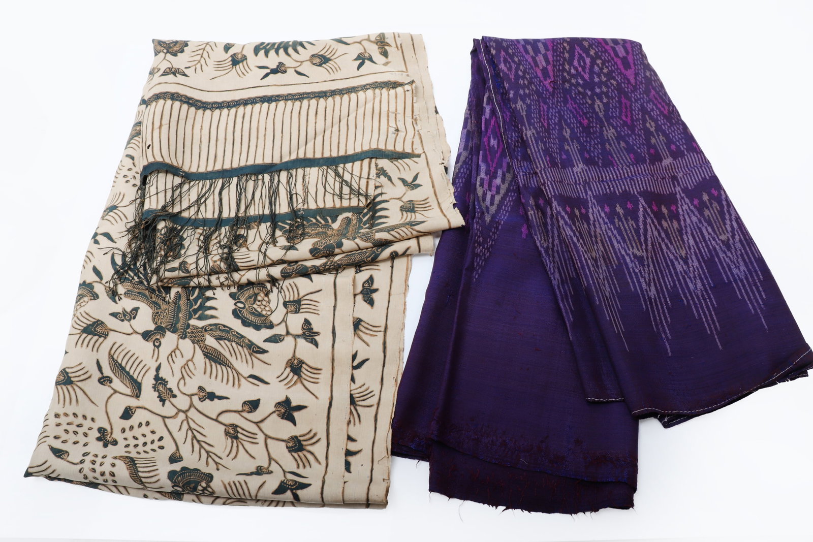 Set of Two Antique Javanese Silk Batik Textiles (1 of 1)