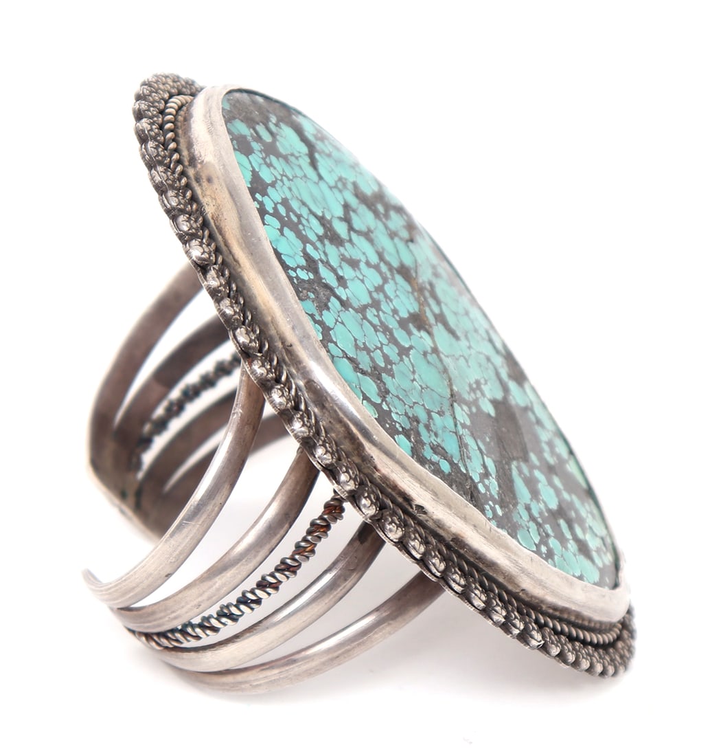 Rare Bisbee Turquoise Cuff Bracelet, Signed - 3