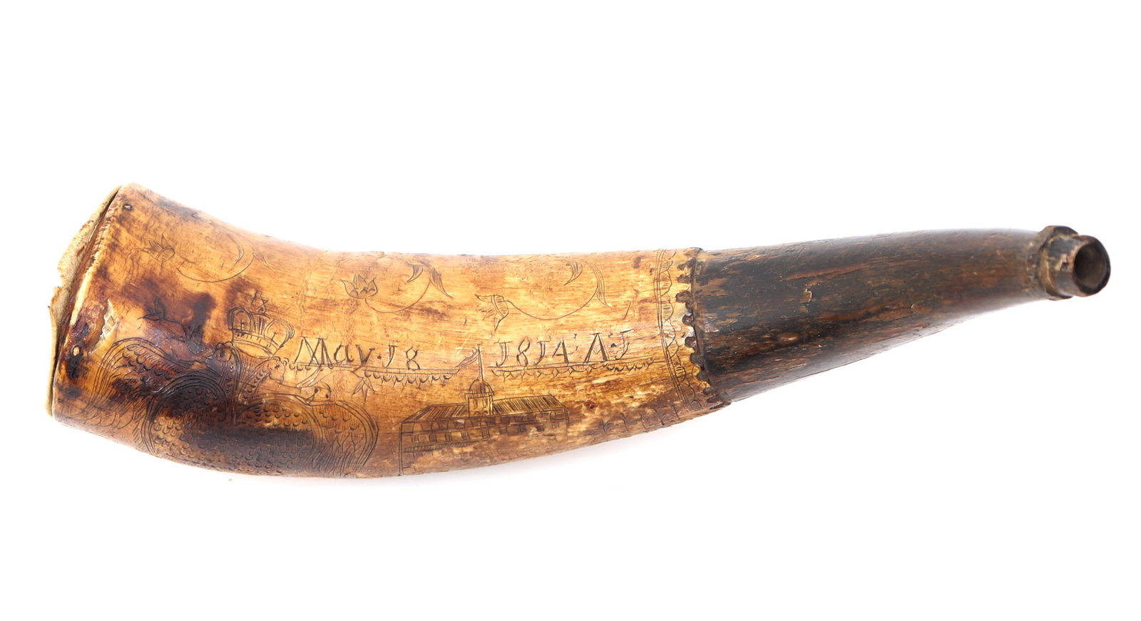 Historical American War of 1812 Incised Powder Horn (1 of 11)