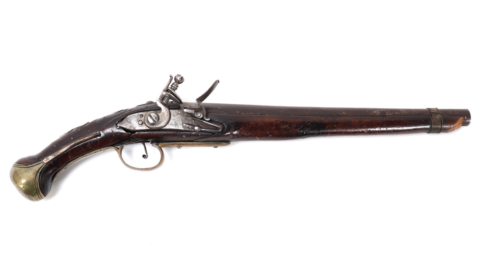 Antique Flintlock Pistol w/ Brass Mounts (1 of 8)