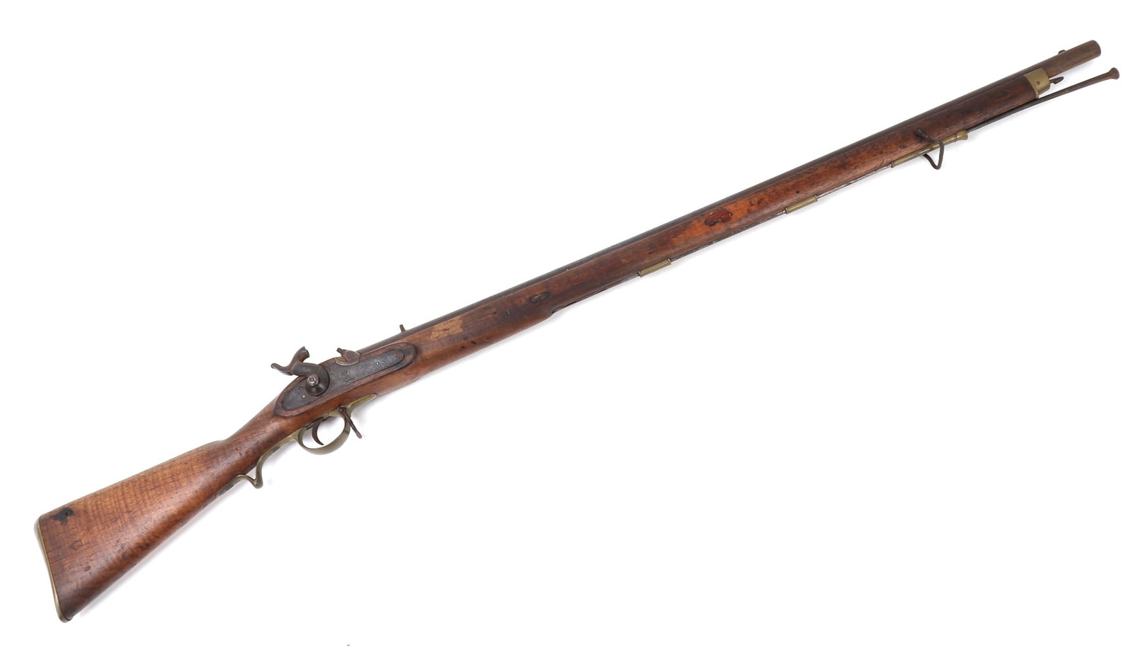 British/East India Pattern 1842 Percussion Musket: British/East India Pattern 1842 Percussion Musket. Round barrel with smooth bore. Two proof marked to the left side of the P & V each under the crown. One proof to the right side. Lock plate with a
