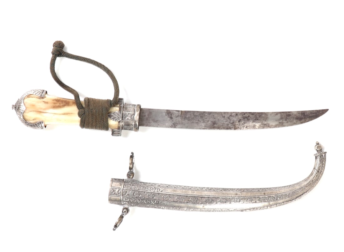 Fine Silver Moroccan Dagger w/ Decorated Sheath - 2