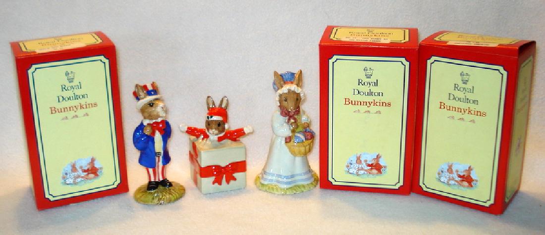 Three boxed Royal Doulton Bunnykins figurines. (1 of 9)