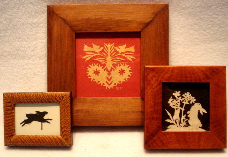 Three framed scherenschnitte works. (1 of 6)