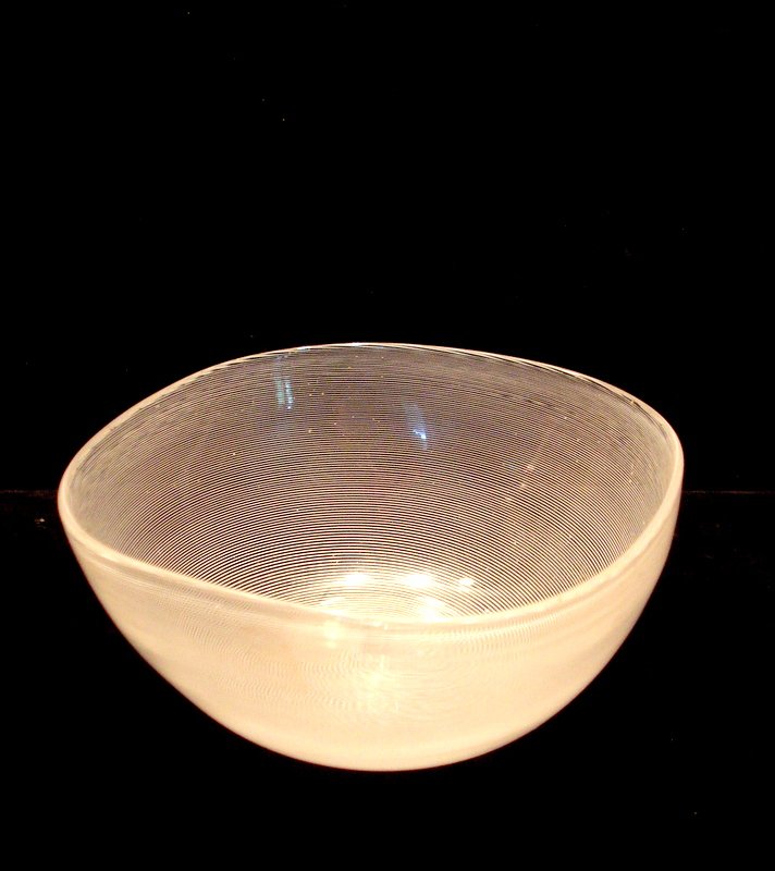 A signed clear and white Venini bowl. (1 of 4)