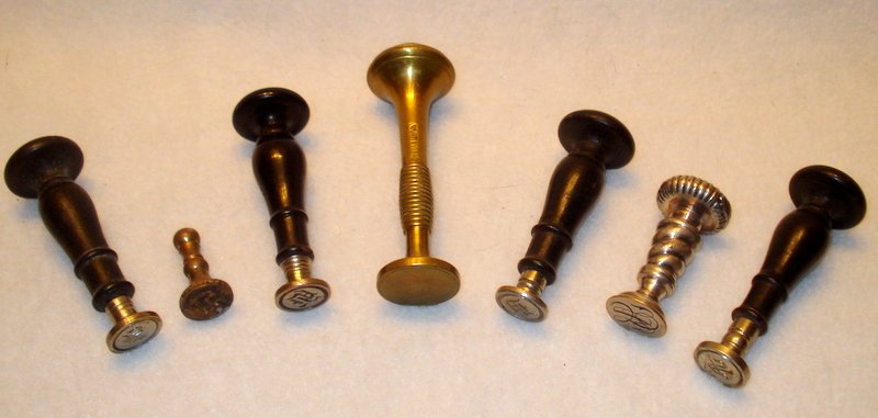 Group of seven vintage wax seal stamps. (1 of 9)
